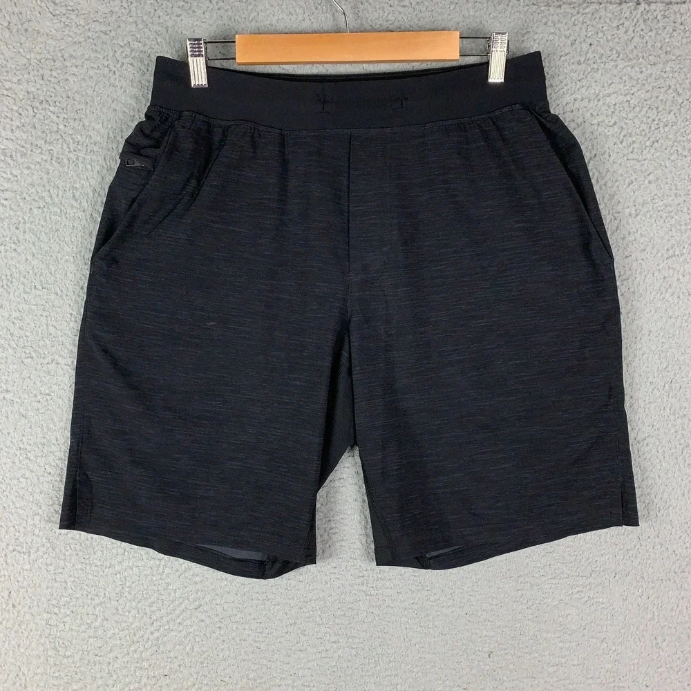 Lululemon T.H.E. Shorts Men's Large Heather Allover Deep Coal Black 9